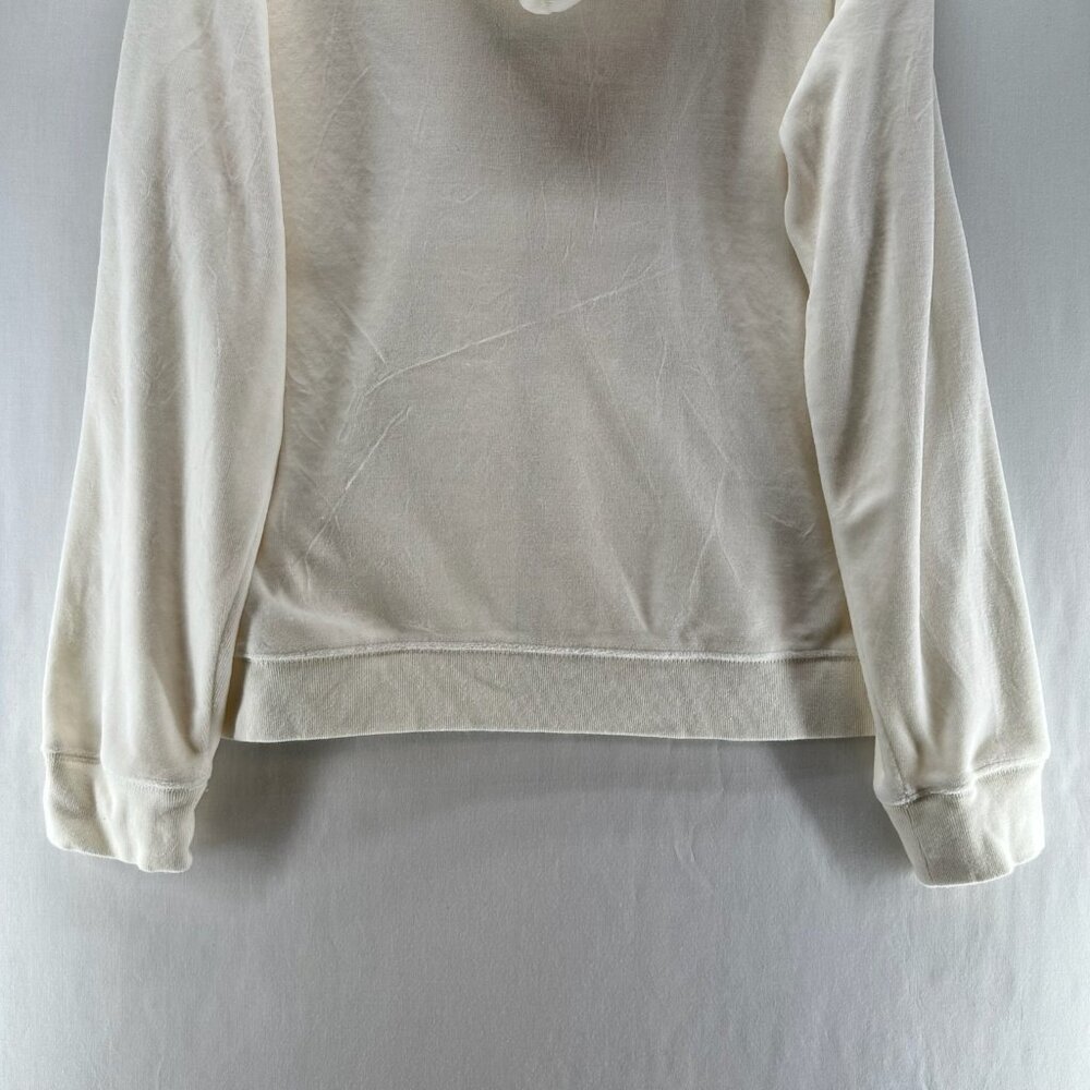 Izod Movement Velour Full-zip Hooded Sweatshirt Women L Stretch Pocket Off White - Picture 7 of 12